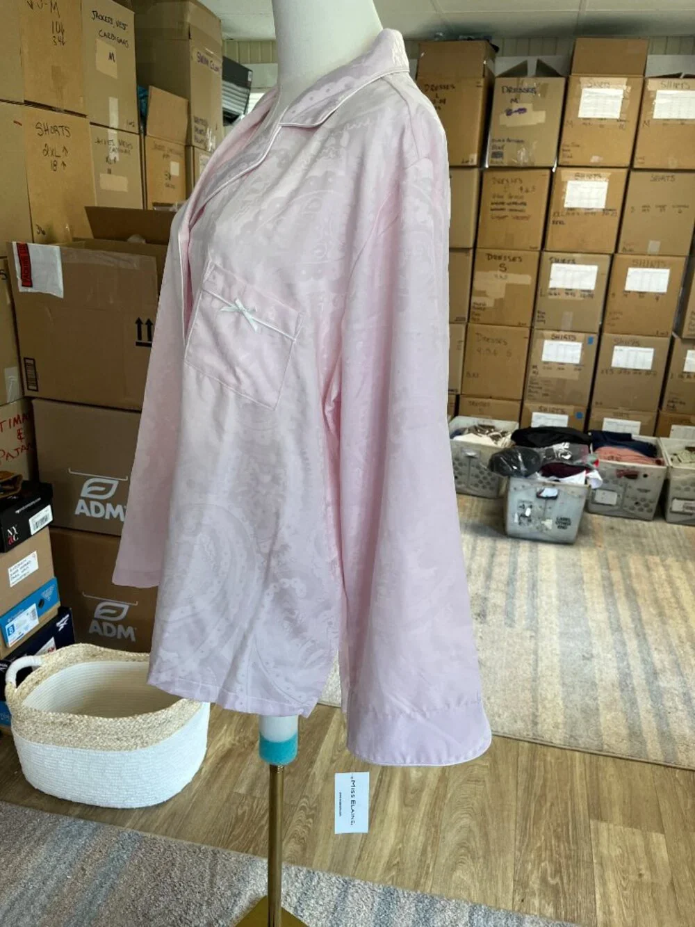 NEW Miss Elaine 2 Pc Pajama Set Pink Jacquard Paisley XL